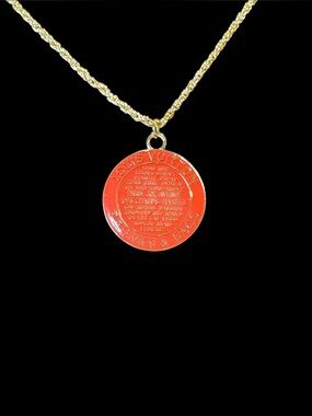 Louis Vuitton Red Enamel Coin Pendant Necklace